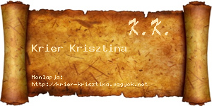 Krier Krisztina névjegykártya